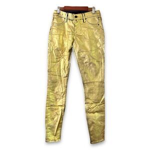 Sinclair Coe The Fixed Golden Lights Coated Metallic Skinny Jeans NWT Size 26